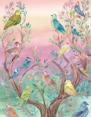 seamless floral pattern with birds
