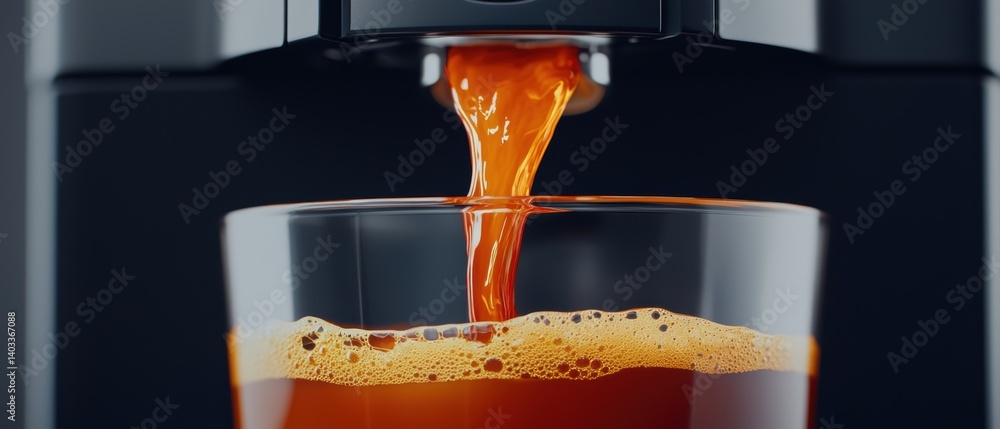 Poster smart capsule coffee machine dispensing performance-enhancing drink with biometric scan interface ve