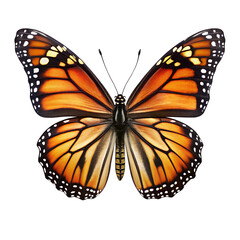 Fototapeta premium A colorful monarch butterfly isolated on white background