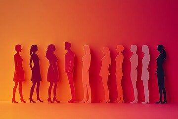 Elegant Pink Silhouettes People Support Concept