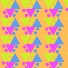 seamless geometric pattern, seamless triangle and circle geometric pattern, seamless tiling, Colored triangles and circles geometric pattern. Seamless pattern.