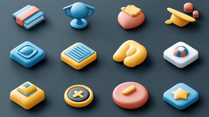 Isometric 3D Colorful App Icons Set