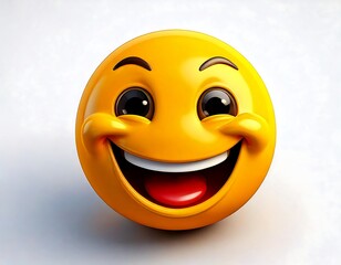 Fototapeta premium A smiling emoji face, 3D style, white background