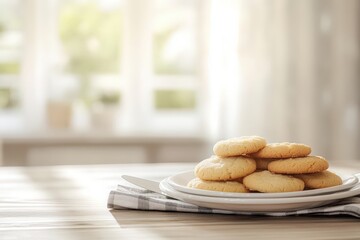 A stack of homemade cookies on a plate, ready to be enjoyed.