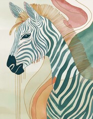 Zebra in lighter colors illustration 
