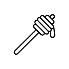 Honey Dipper With Dripping Honey Outline Illustration Design