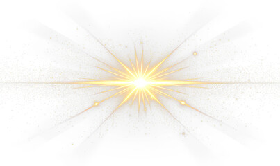 Golden Glitter Burst with Fine Particles in Dispersed Formation Isolate on Transparent Background, cutout, png