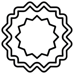  black outline decorative badges and frames, featuring multiple layers of zigzagged lines 