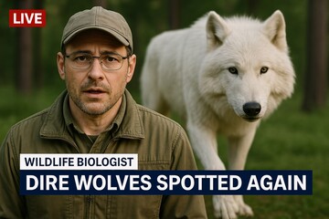 Wildlife Biologist Gives Live Interview as Giant Dire Wolf Appears in Background &ndash; Realistic News Broadcast