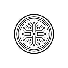 Circular Circuit Board Icon on white background
