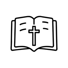 Fototapeta premium Open Bible with Cross Icon for Easter Celebration 