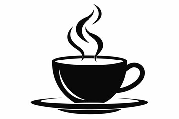 Cup of Tea with Steam Silhouette Vector