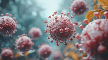 Microscopic View of Coronavirus Particles