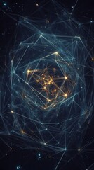 Interconnected Digital Geometry: Vibrant Glowing Network in Futuristic Space & Technology Background