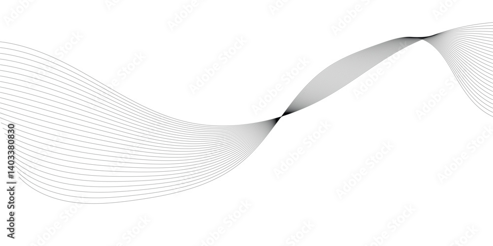 Poster vector wavy grey lines flowing smooth curve black gradient color on transparent background in concep