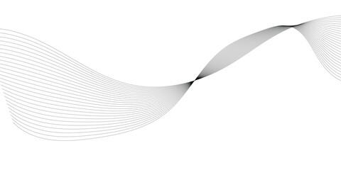 Vector wavy grey lines flowing smooth curve  black gradient color on transparent background in concept of technology, science, music, sound, banner, poster, modern.