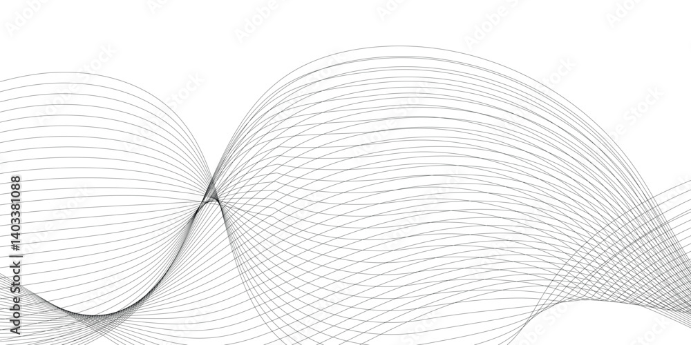 Poster vector abstract wavy and curve line art flowing dynamic grey isolated on transparent background in c