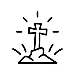 Obraz premium Resurrection Cross Illustration on a Rock Background 