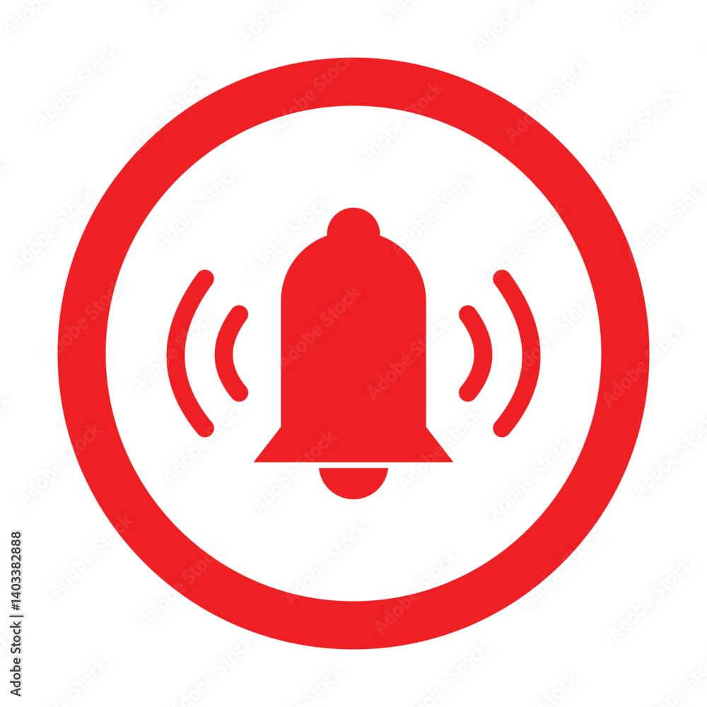 Poster alarm vector icon. flat style red alarm vector between round silhouette symbol website graphic desig