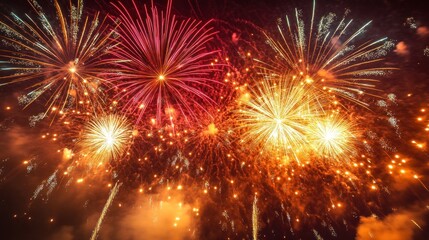 Naklejka premium Fireworks display in the night sky