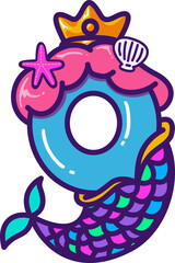 Colorful mermaid cartoon illustration number 9