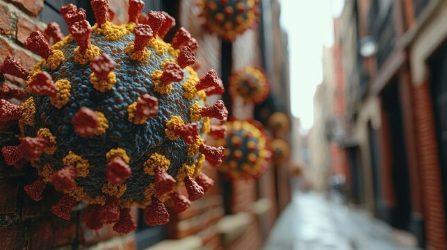 COVID-19 Pandemic: Virus on City Street