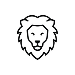 Minimalist Lion Head Vector Illustration Outlined Black And White Emblem Design
