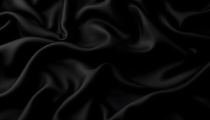 Obraz premium Abstract Black Silk Drapery: A Study in Texture and Shadow