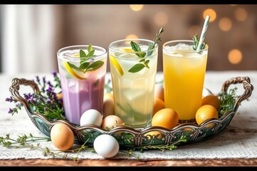 Easter Drinks Display with Herbs