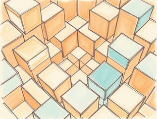 Abstract geometric cubes block shape graphic pattern background
