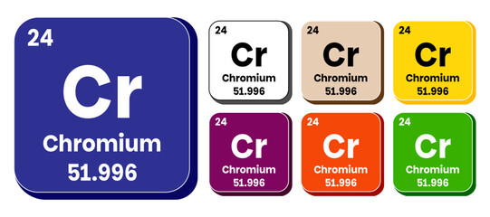 Cr, Chromium element vector icon set, periodic table element. Vector illustration EPS 10 File. Isolated on white background.