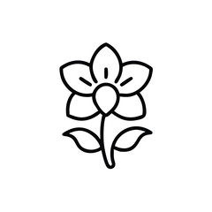 Simple Flower Outline Vector Illustration Floral Design Element Graphic Art Icon