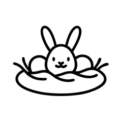 Cute Bunny Nesting in Easter Grass  