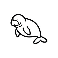 Adorable Manatee Illustration In Simple Outlines For Childrens Designs And Creative Projects