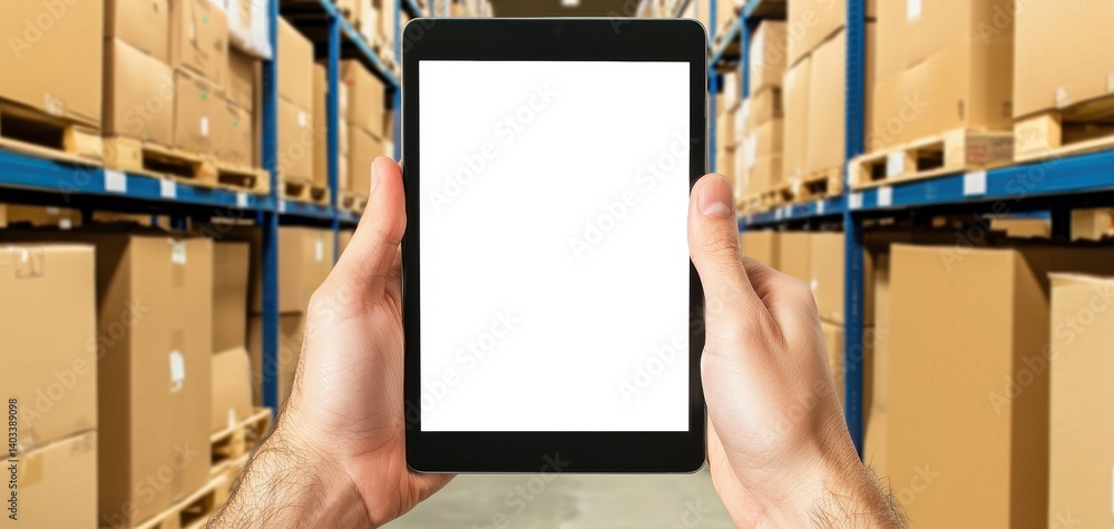 Poster staff using tablet to review ai-forecasted supply plan, highlighting overstocked and understocked it