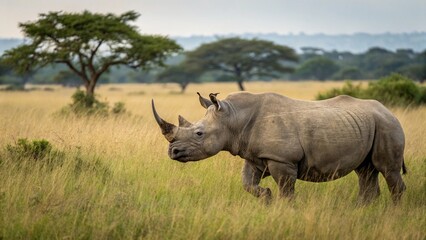 Obraz premium white rhino in the savannah