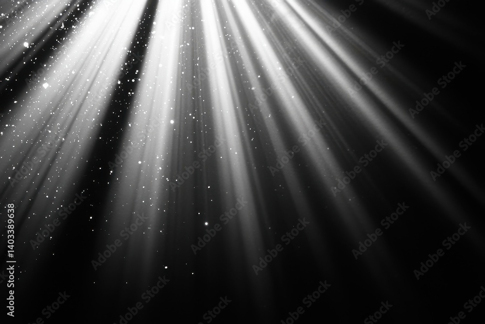 Wall mural light beams shining down with small particles in space