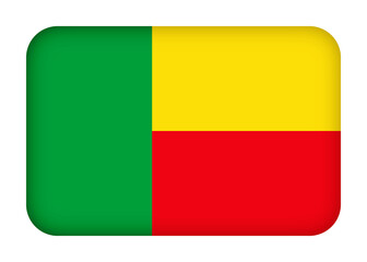 Benin flag with round corners. 3d illustration button flag of Benin transparation png
