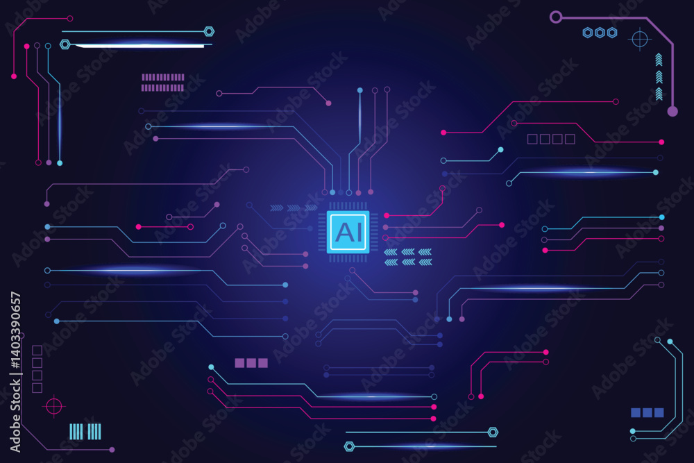 Poster abstract futuristic circuit board illustration, circuit board with 