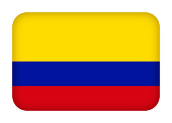 Fototapeta premium Colombia flag with round corners. 3d illustration button flag of Colombia transparation png