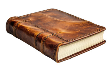 Obraz premium Antique Leather Journal Rich Brown Hues Aged Texture Hand Stitched Detail Vintage Book Aged Leather