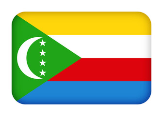 Comoros flag with round corners. 3d illustration button flag of Comoros transparation png