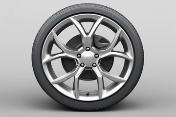 Obraz premium Isolated Hubcap in Shiny Silver, Circular Design for Automotive Wheels