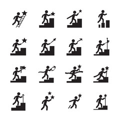 business people success icon set collection in flat style design illustrations