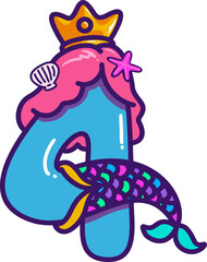 Colorful mermaid cartoon illustration number 4