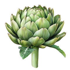Fototapeta premium Detailed artichoke illustration on a transparent background