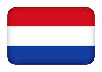 Netherlands flag with round corners. 3d illustration button flag of Netherlands transparation png