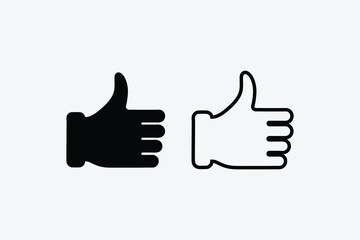 Simple Vector Thumbs Up Icons, Solid and Outline