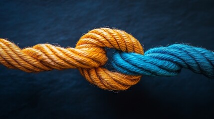 Fototapeta premium Two ropes are tied together in a knot