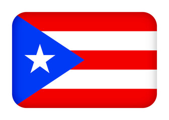 Puerto Rico flag with round corners. 3d illustration button flag of Puerto Rico transparation png
